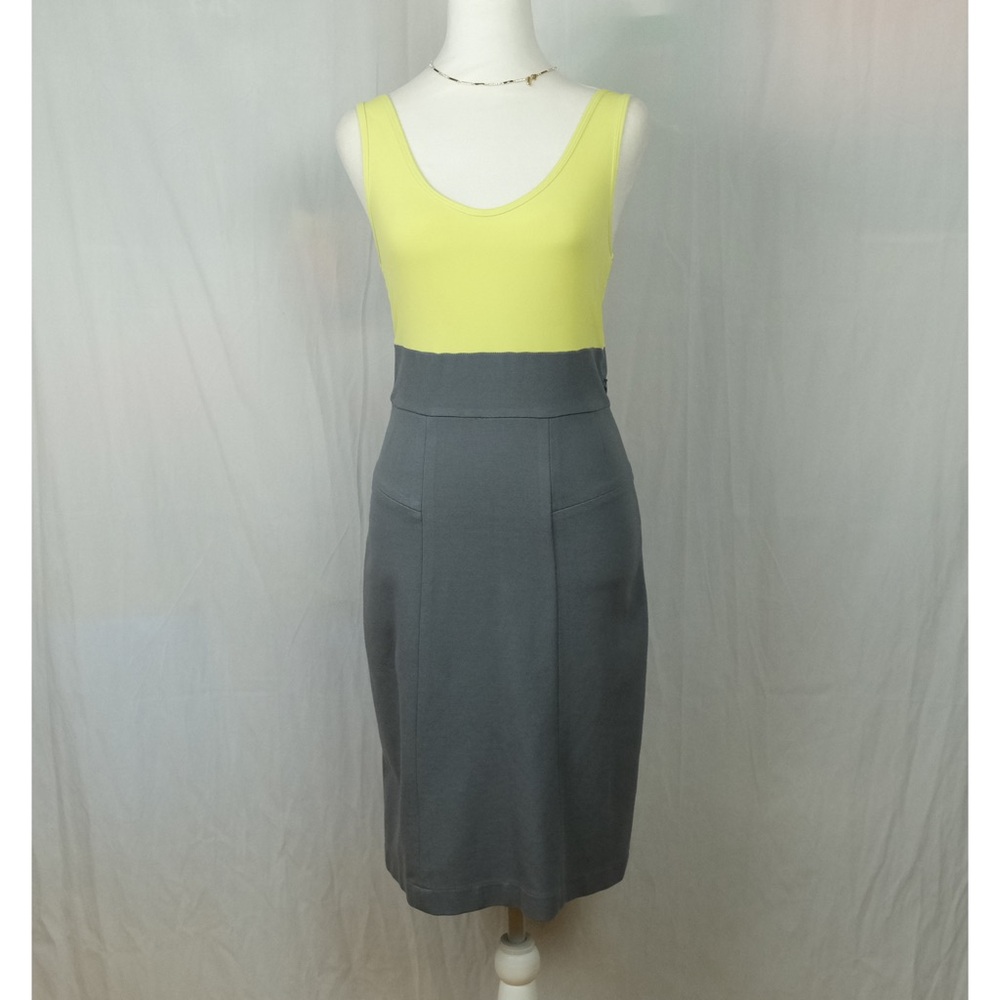 Theory gray and yellow colorblock viscose dress. Size 4